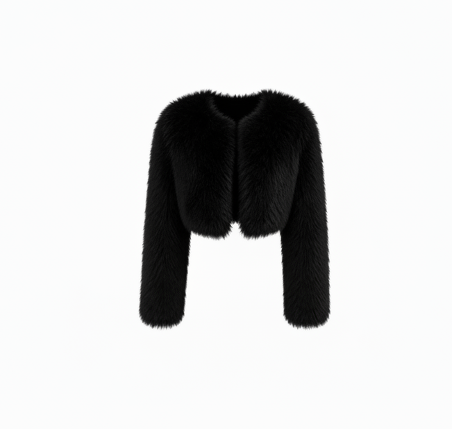 Abrigo de Peluche Negro Renta