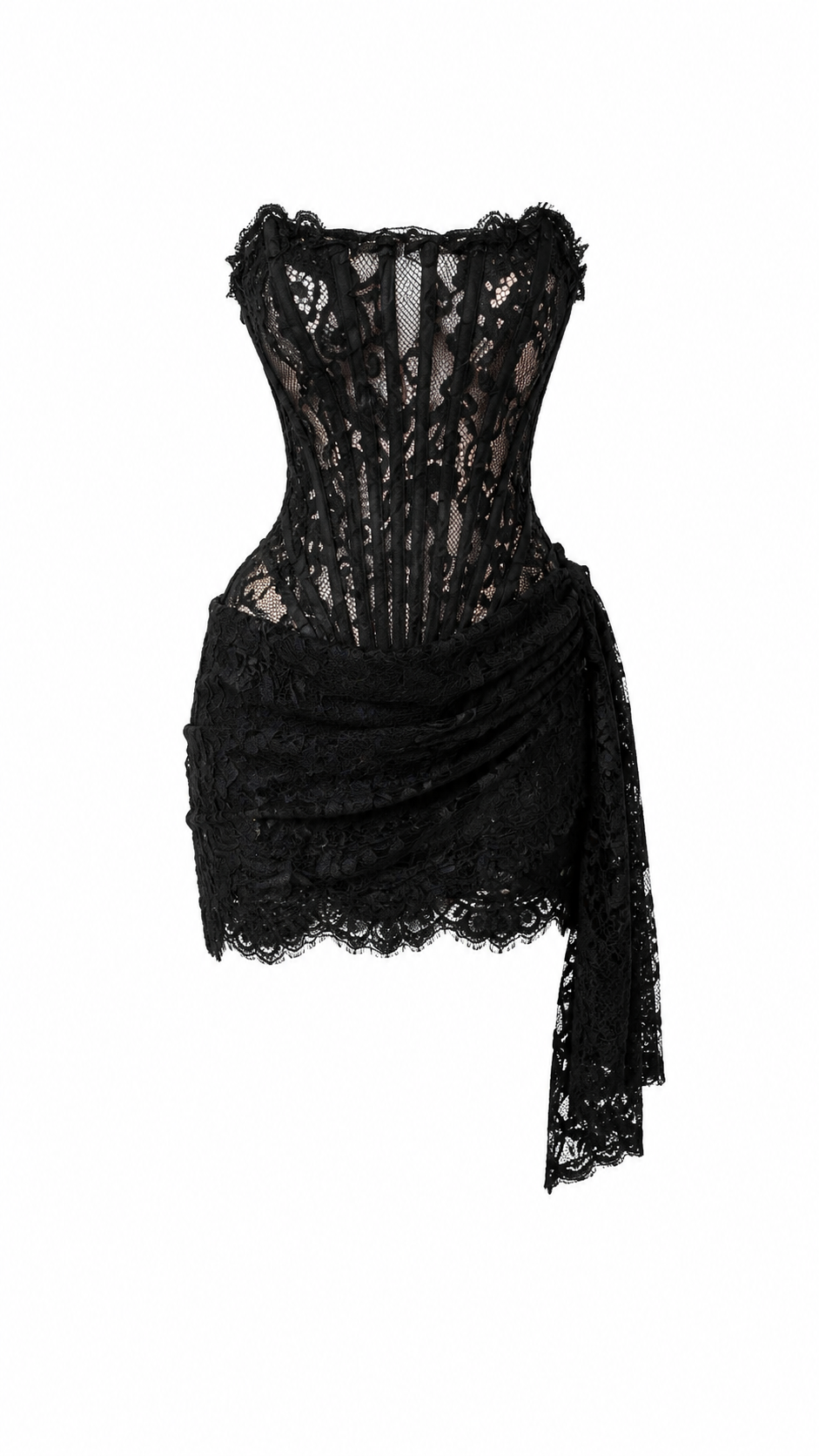 Vestido corto encaje negro