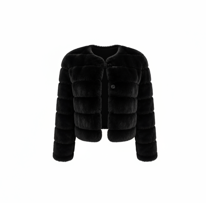 Abrigo Peluche Negro Renta