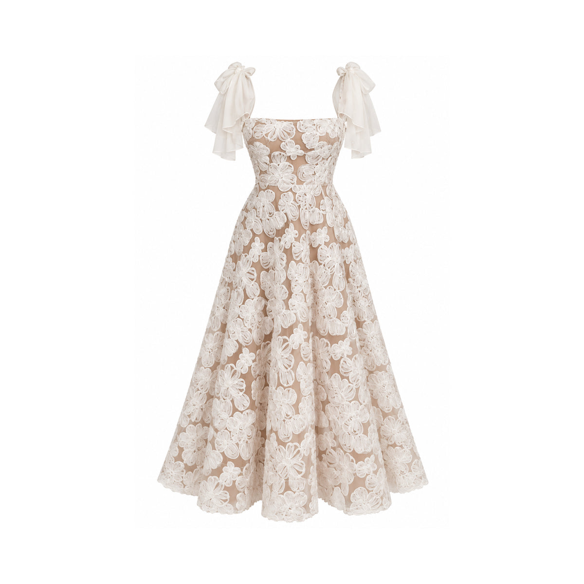 Vestido Midi Flores Renta